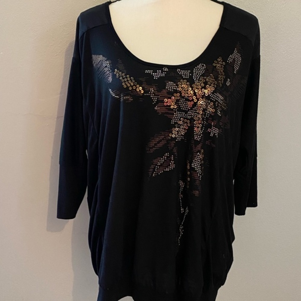 Miss me size L sequined floral top lack back - Picture 3 of 9